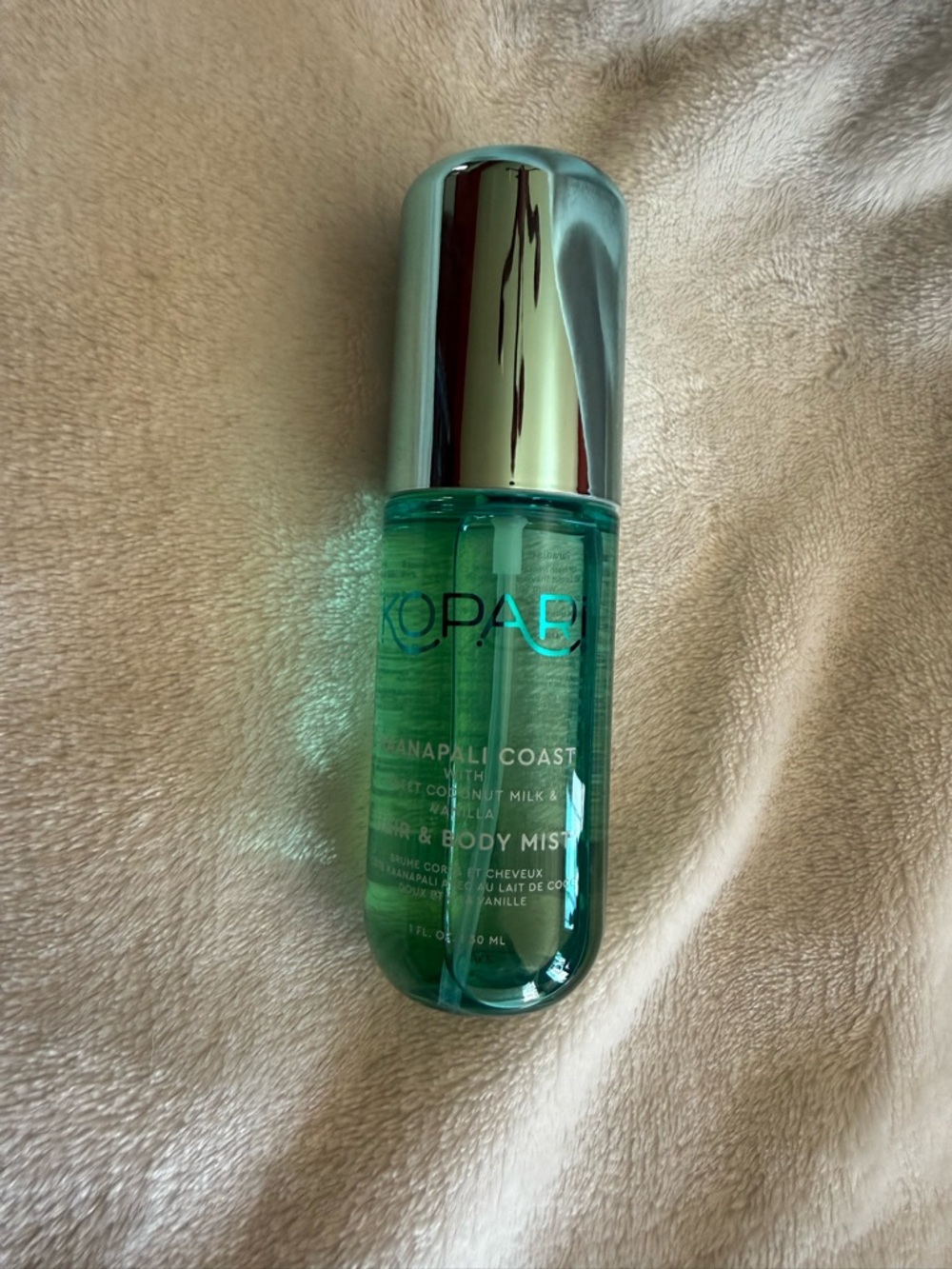 Kopari Green Teal Hair & Body Mist with Silver Cap